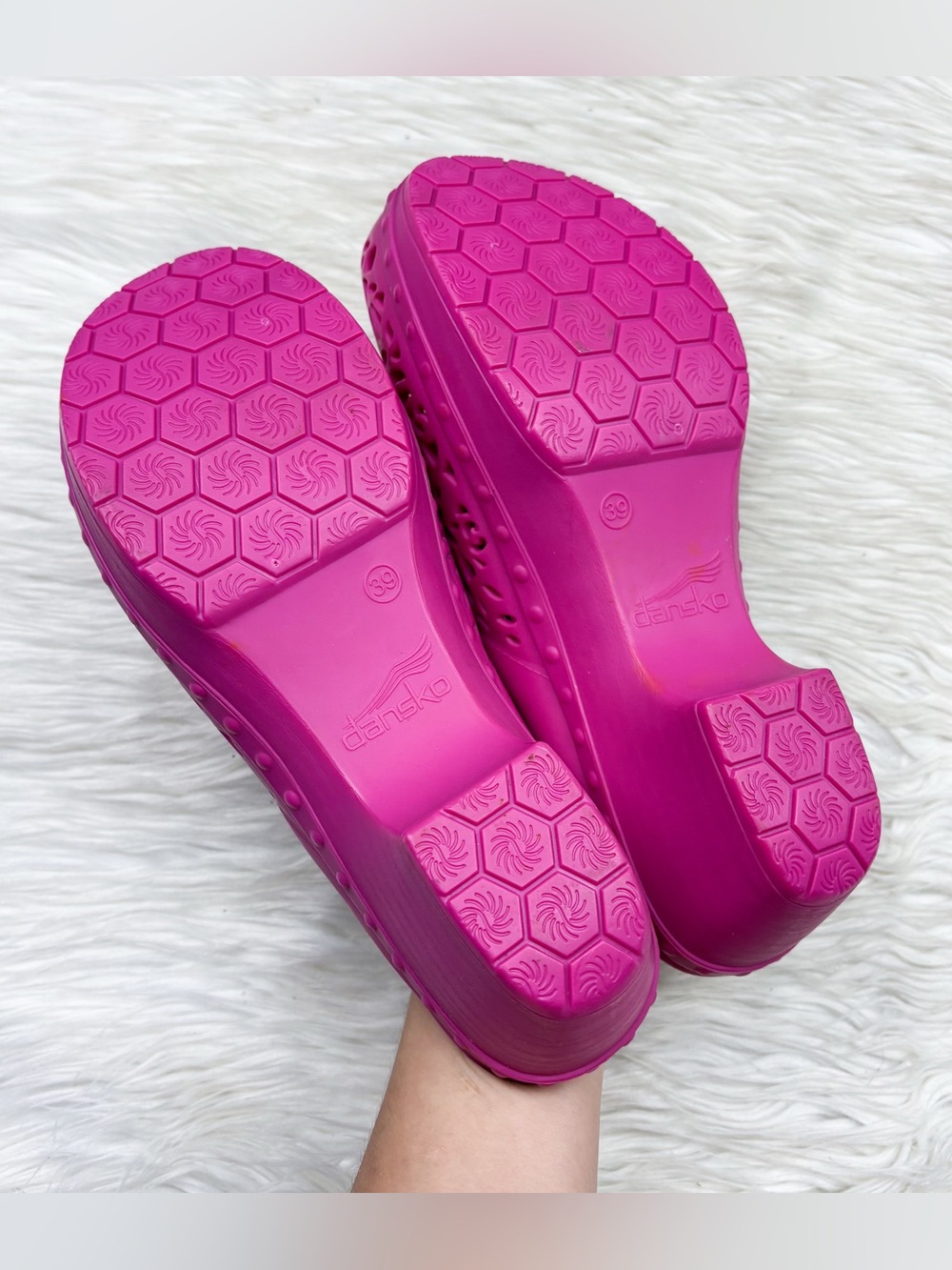 Dansko Pippa Molded Clog Shoe Hot Pink Barbie Lasercut Orthopedic Arch Support - Picture 12 of 13